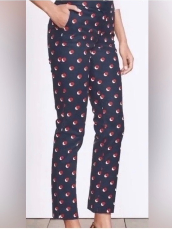 boren Pants - BODEN whimsy cottagecore navy red and white design pants size 12 NWT